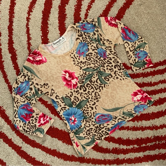 Y2K JOSEPH A. LONG SLEEVED LEOPARD FLORAL - Picture 5 of 6